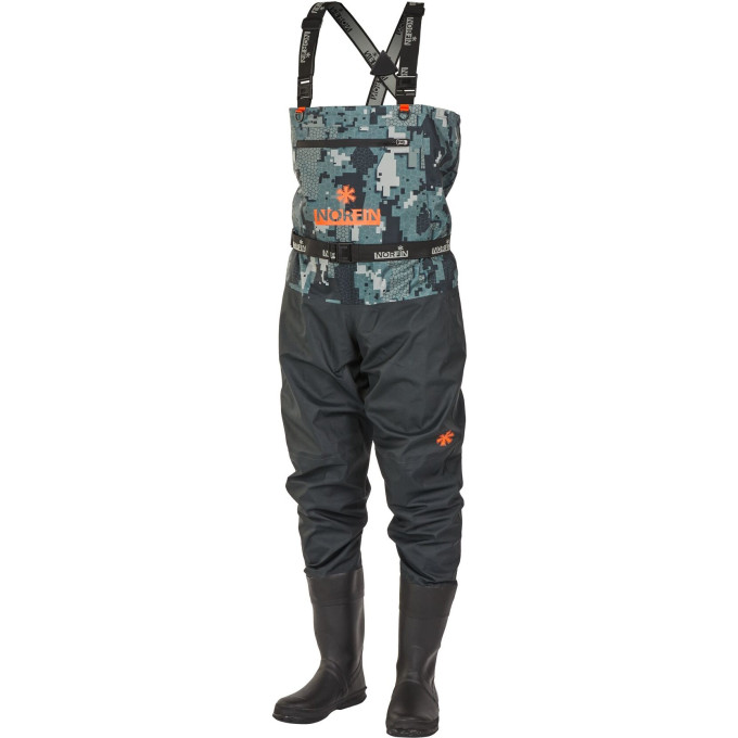 Полукомбинезон забродный NORFIN PILOT CAMO BOOTFOOT р.42-M с сапогами резина 83400-42-M